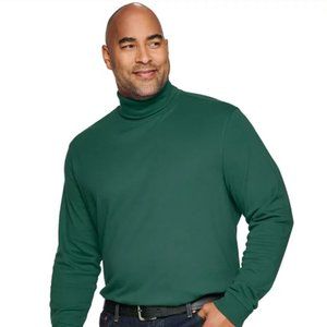 NEW Mens Green Casual or Dress Soft Stretchy Cotton Blend Turtleneck Shirt